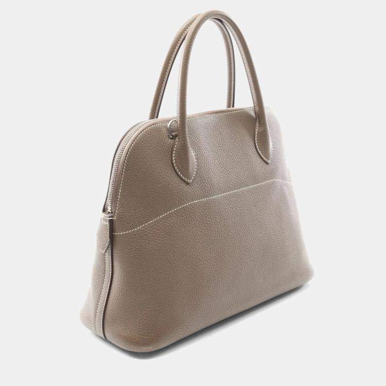 Pre Owned Hermes Bolide31 Shoulder Handbag Clemence Leather Etoupe Grey