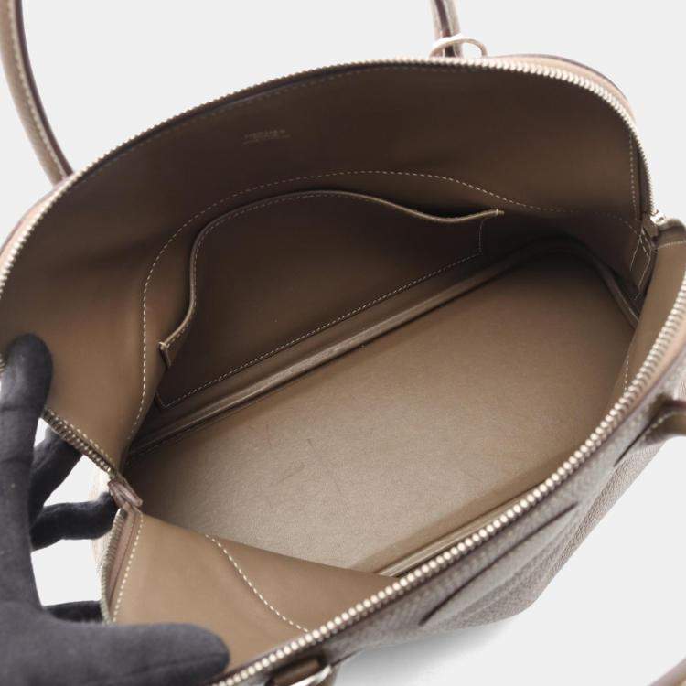 Pre Owned Hermes Bolide31 Shoulder Handbag Clemence Leather Etoupe Grey