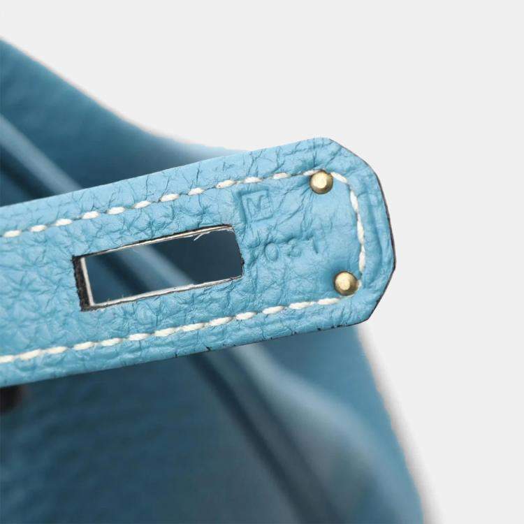 مملوكة مسبقًا Hermes Birkin 35 Blue Jean Togo Leather Top Handle Bag