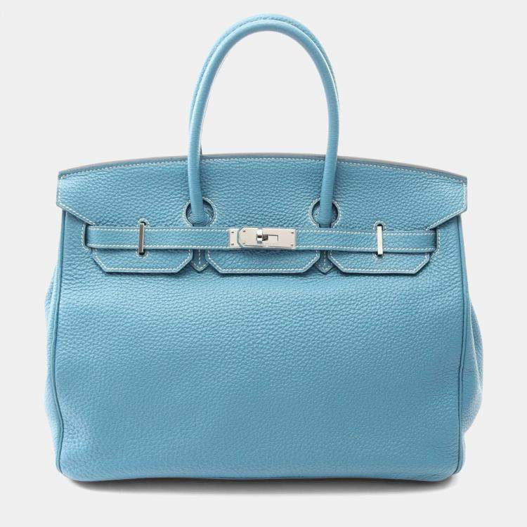 مملوكة مسبقًا Hermes Birkin 35 Blue Jean Togo Leather Top Handle Bag