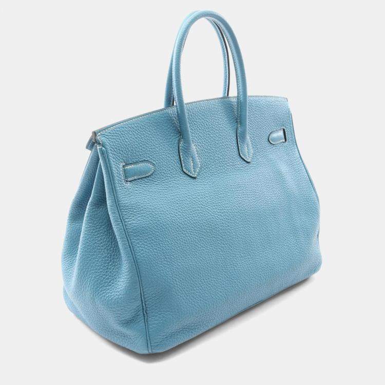 مملوكة مسبقًا Hermes Birkin 35 Blue Jean Togo Leather Top Handle Bag