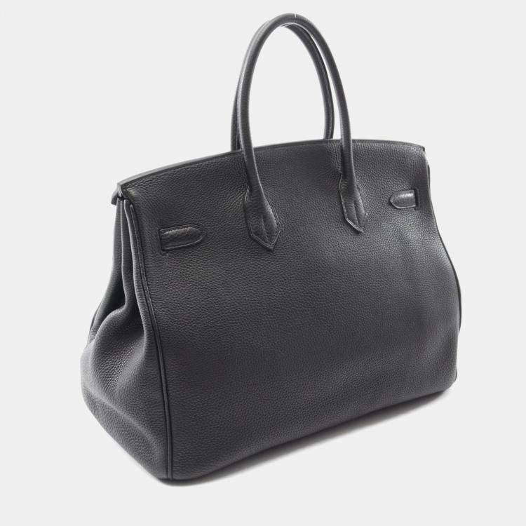 Pre Owned Hermes Birkin 35 Handbag Togo Leather Black