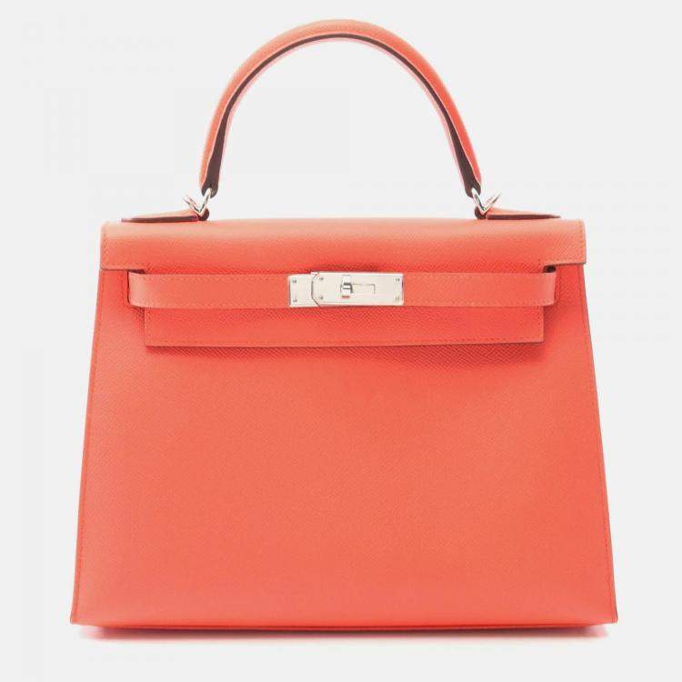 Pre Owned Hermes Kelly 28 Rose Texas Epsom Leather Shoulder Bag