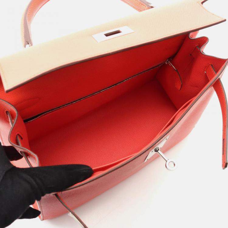 Pre Owned Hermes Kelly 28 Rose Texas Epsom Leather Shoulder Bag