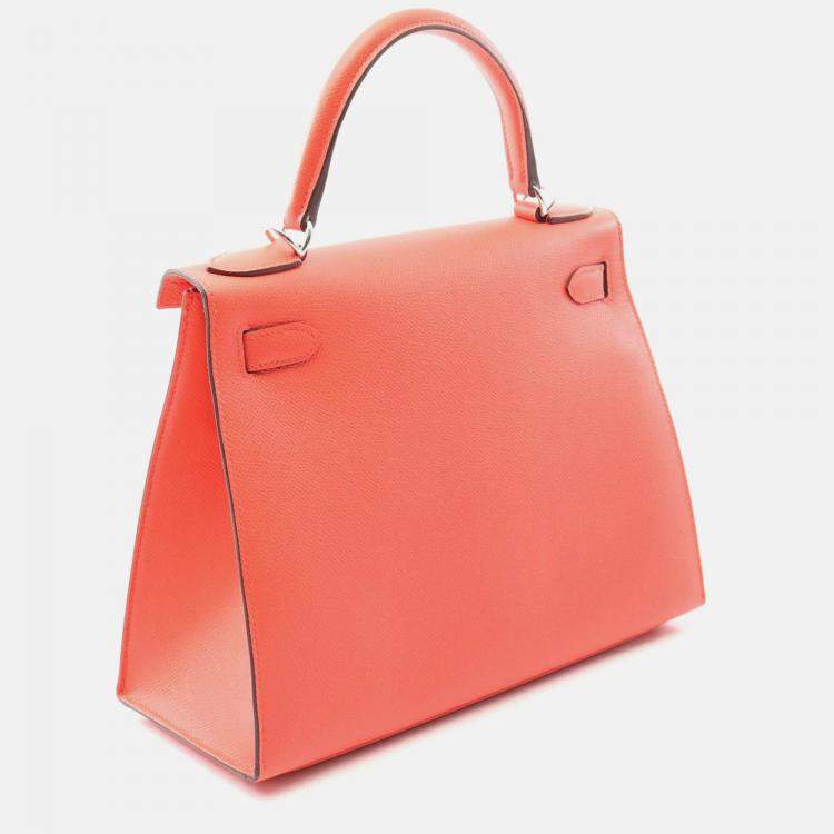Pre Owned Hermes Kelly 28 Rose Texas Epsom Leather Shoulder Bag