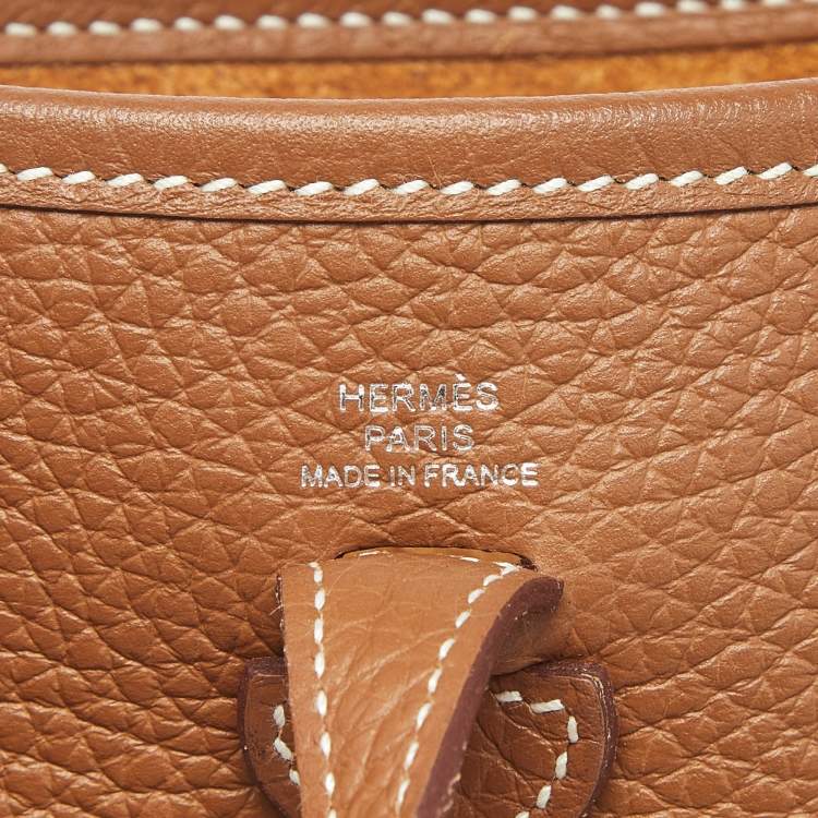 Pre Owned Hermès Gold Taurillon Clemence Leather Evelyne TPM Bag