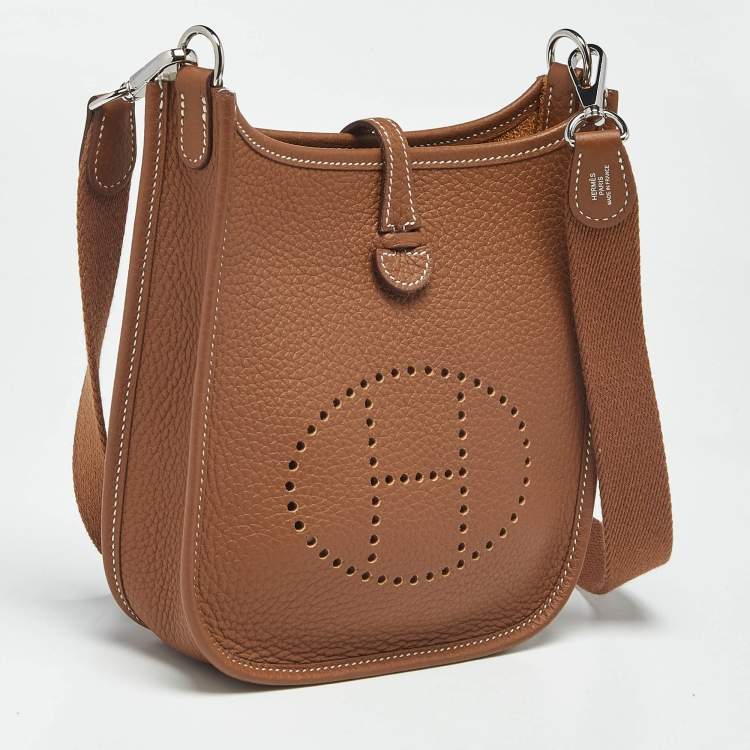 Pre Owned Hermès Gold Taurillon Clemence Leather Evelyne TPM Bag