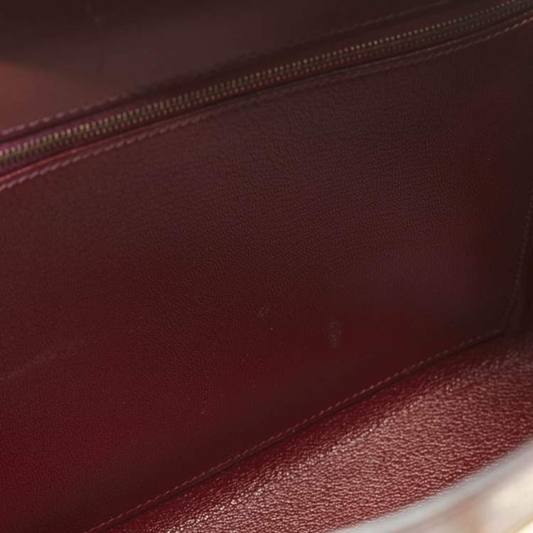 Pre Owned Hermes Rouge H Box Leather Gold Finish Kelly Retourne 35 Bag