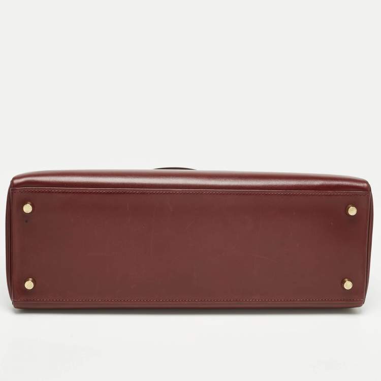 Pre Owned Hermes Rouge H Box Leather Gold Finish Kelly Retourne 35 Bag