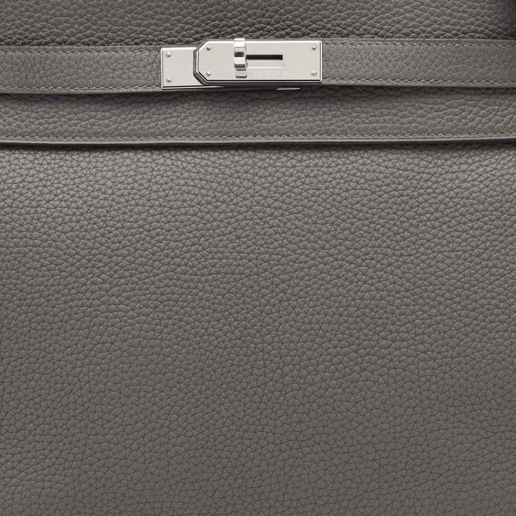 Pre Owned Hermes Etain Togo Leather Palladium Finish Kelly Retourne 32 Bag