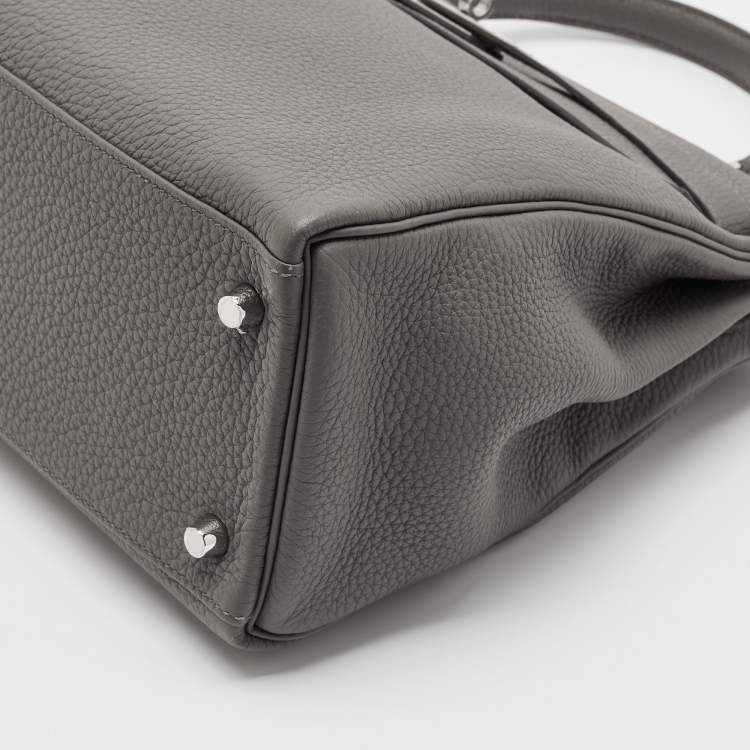 Pre Owned Hermes Etain Togo Leather Palladium Finish Kelly Retourne 32 Bag