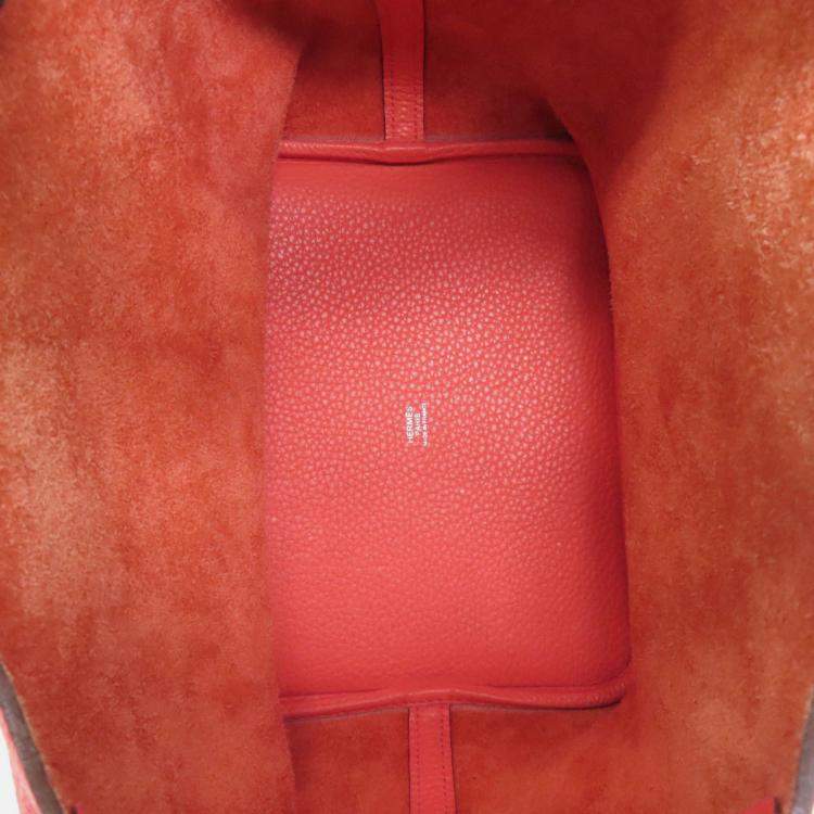 Pre Owned Hermes Picotin Lock 22 Red Taurillon Clemence Leather Tote Bag