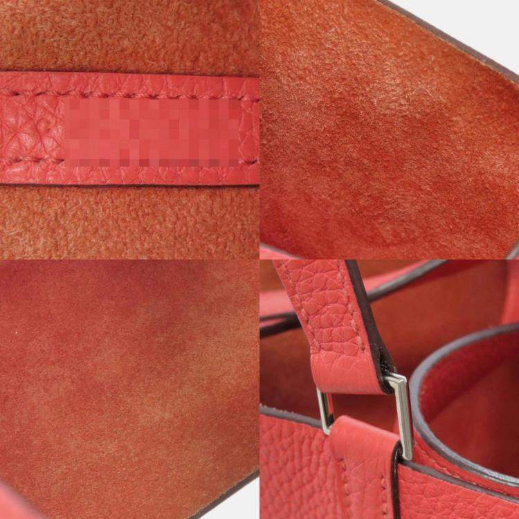 Pre Owned Hermes Picotin Lock 22 Red Taurillon Clemence Leather Tote Bag