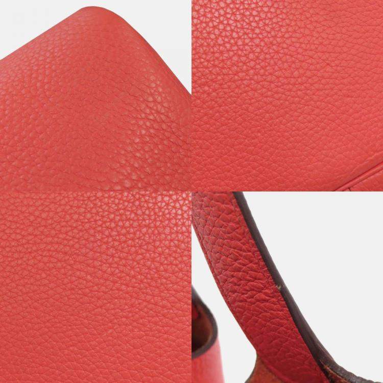 Pre Owned Hermes Picotin Lock 22 Red Taurillon Clemence Leather Tote Bag