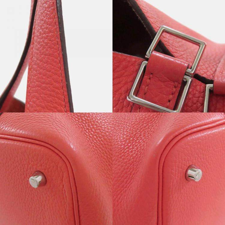 Pre Owned Hermes Picotin Lock 22 Red Taurillon Clemence Leather Tote Bag