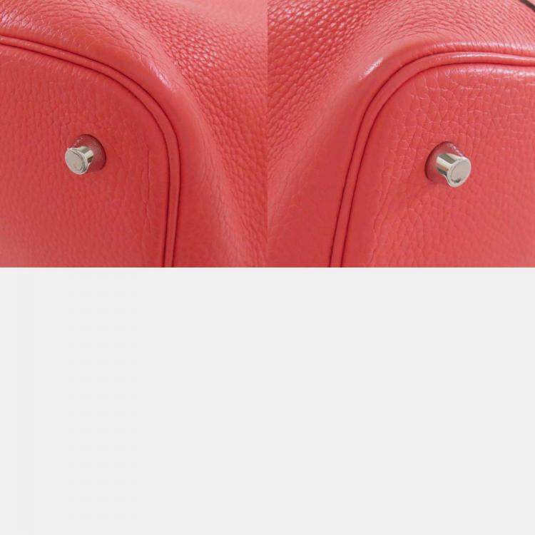 Pre Owned Hermes Picotin Lock 22 Red Taurillon Clemence Leather Tote Bag