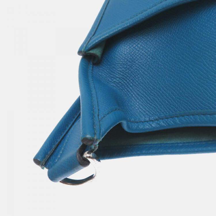 Pre Owned Hermes Evelyn PM Blue Thalassa  Veau Epsom Shoulder Bag