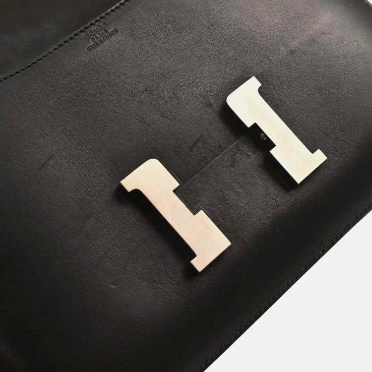 Pre Owned Hermes Constance 25 Black Chamonix Shoulder Bag