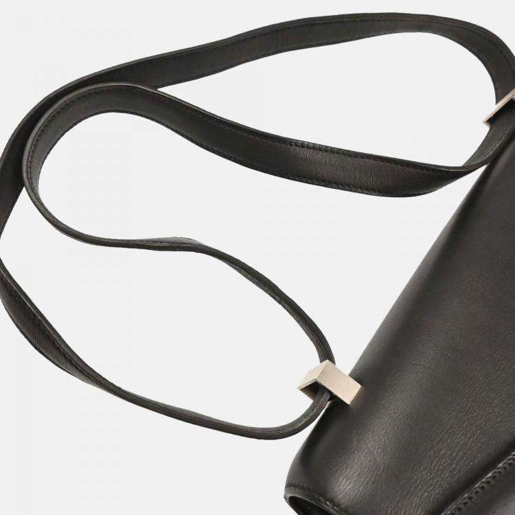 Pre Owned Hermes Constance 25 Black Chamonix Shoulder Bag