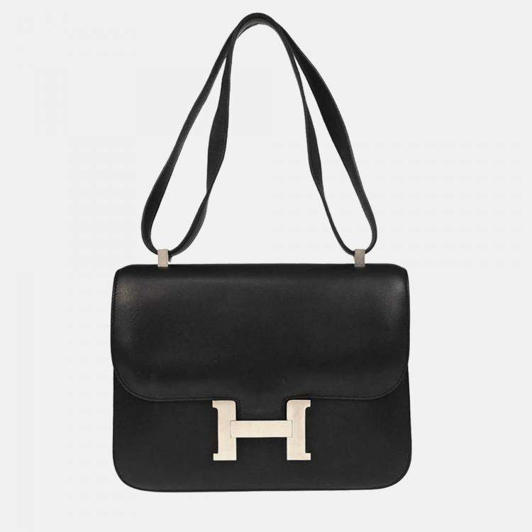 Pre Owned Hermes Constance 25 Black Chamonix Shoulder Bag