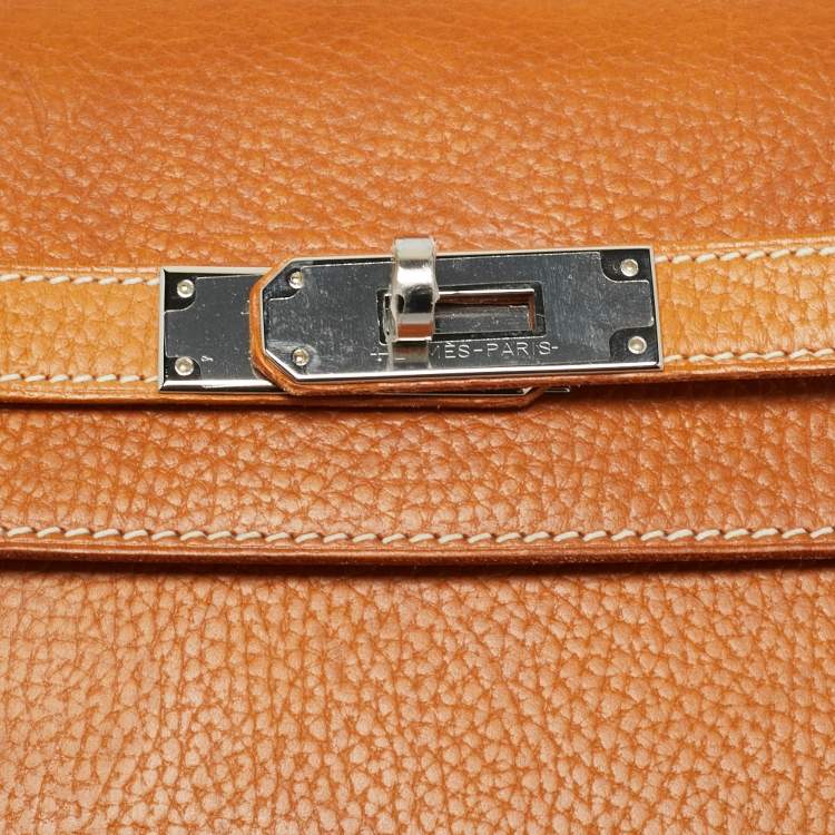 Pre Owned Hermes Naturel Togo Leather Kelly Depeches 25 Pouch  