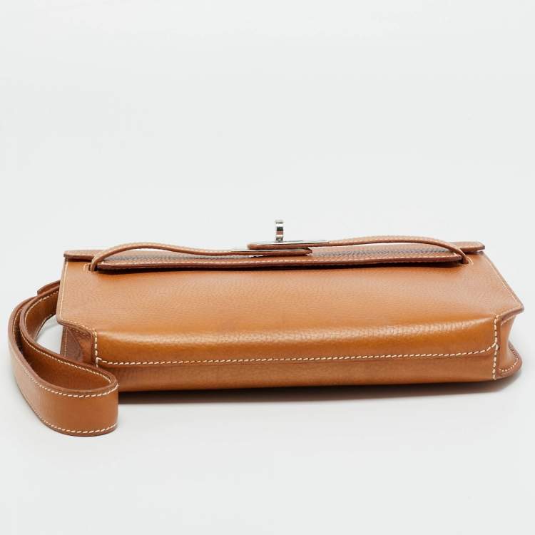 Pre Owned Hermes Naturel Togo Leather Kelly Depeches 25 Pouch  