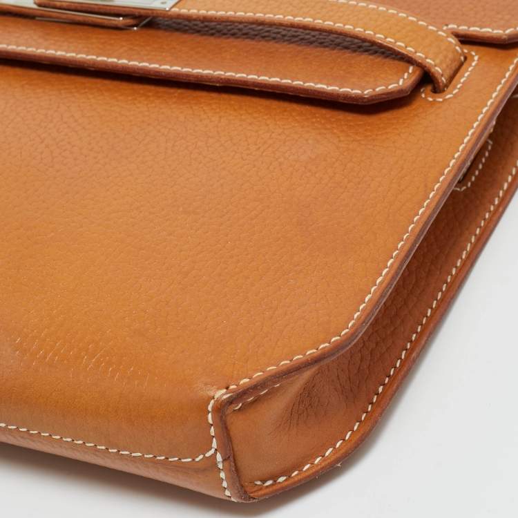 Pre Owned Hermes Naturel Togo Leather Kelly Depeches 25 Pouch  