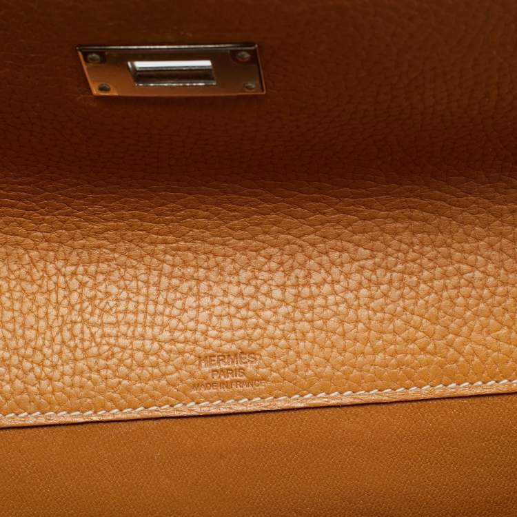 Pre Owned Hermes Naturel Togo Leather Kelly Depeches 25 Pouch  