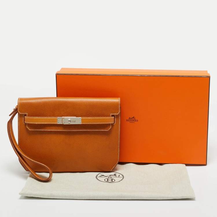 Pre Owned Hermes Naturel Togo Leather Kelly Depeches 25 Pouch  