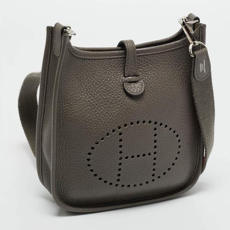 Pre Owned Hermes Etain Taurillon Clemence Leather Evelyne TPM Bag