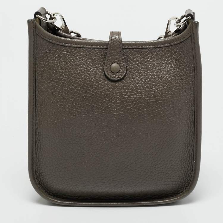 Pre Owned Hermes Etain Taurillon Clemence Leather Evelyne TPM Bag
