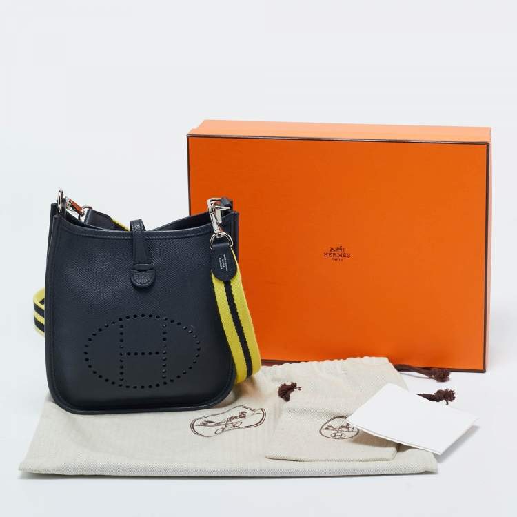 Pre Owned Hermes Bleu Indigo/Lime Epsom Leather Evelyne Amazone TPM Bag