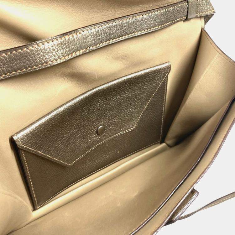 Pre Owned Hermes 2005 Envelope Shoulder Handbag Bag Accessory Pouch Chevre Gold