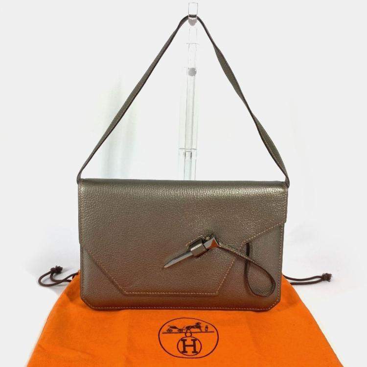 Pre Owned Hermes 2005 Envelope Shoulder Handbag Bag Accessory Pouch Chevre Gold