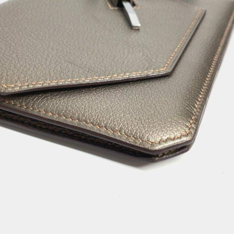 Pre Owned Hermes 2005 Envelope Shoulder Handbag Bag Accessory Pouch Chevre Gold