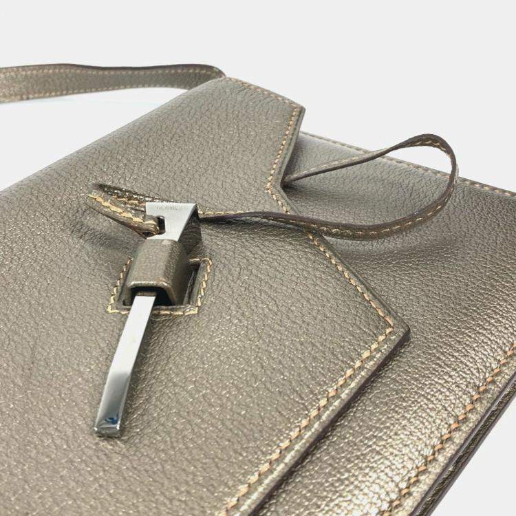Pre Owned Hermes 2005 Envelope Shoulder Handbag Bag Accessory Pouch Chevre Gold