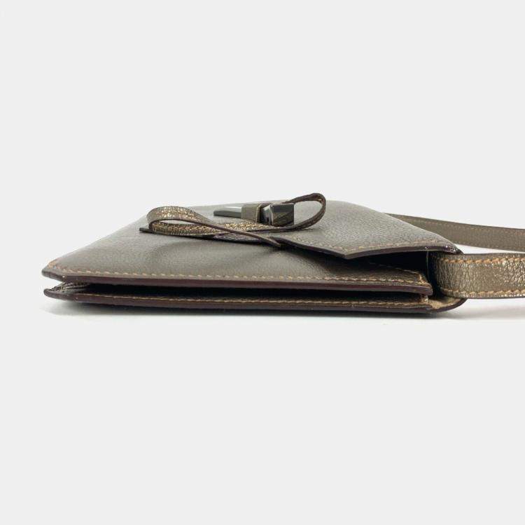 Pre Owned Hermes 2005 Envelope Shoulder Handbag Bag Accessory Pouch Chevre Gold