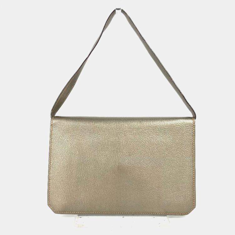 Pre Owned Hermes 2005 Envelope Shoulder Handbag Bag Accessory Pouch Chevre Gold