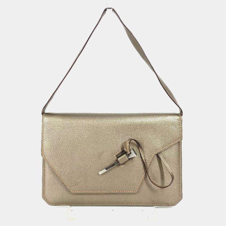 Pre Owned Hermes 2005 Envelope Shoulder Handbag Bag Accessory Pouch Chevre Gold