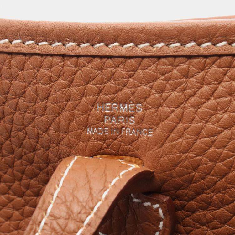Pre Owned Hermes Evelyne TPM Gold Leather Shoulder Bag