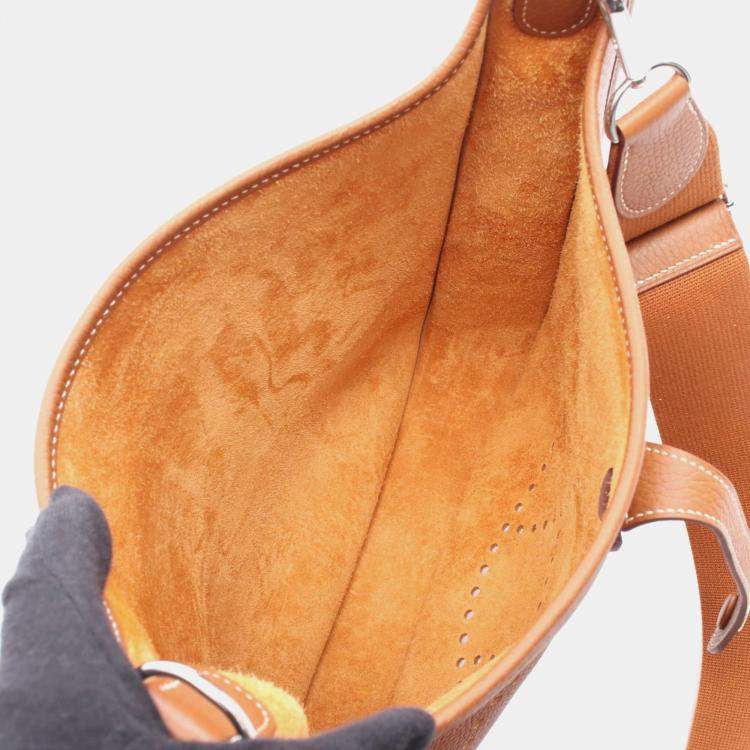 Pre Owned Hermes Evelyne III TPM Brown Leather Shoulder Bags