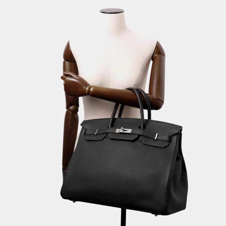 Pre Owned Hermes Birkin 40 Black Togo Leather Bag 