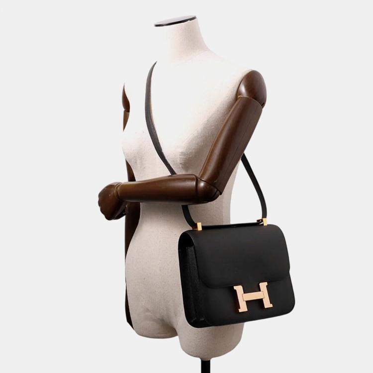 Pre Owned Hermes Constance 24 Black Epsom Bag