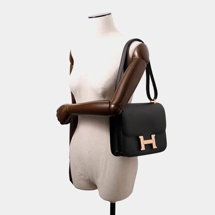 Pre Owned Hermes Constance 24 Black Epsom Bag