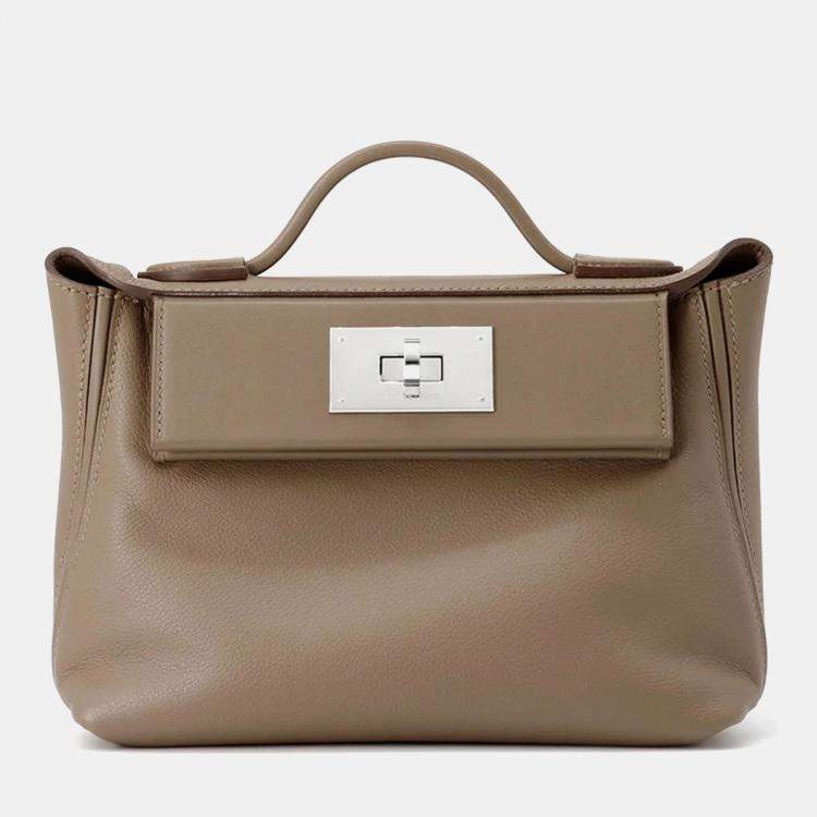 Pre Owned Hermes 24/24 Sac Van Quatre Mini Etoupe Swift Leather Evercolor Bag
