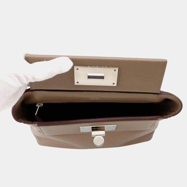 Pre Owned Hermes 24/24 Sac Van Quatre Mini Etoupe Swift Leather Evercolor Bag