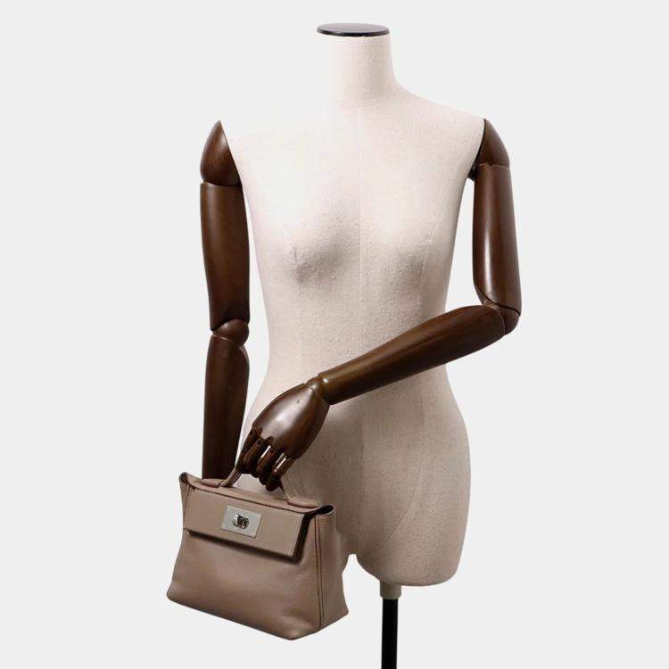 Pre Owned Hermes 24/24 Sac Van Quatre Mini Etoupe Swift Leather Evercolor Bag