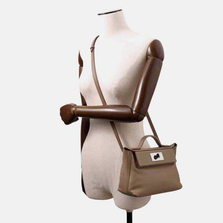 Pre Owned Hermes 24/24 Sac Van Quatre Mini Etoupe Swift Leather Evercolor Bag