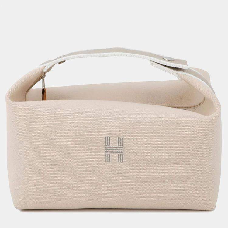 مملوكة مسبقًا Hermes Brid a Black GM Beige Canvas Bag