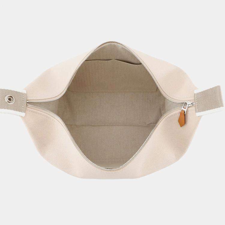 مملوكة مسبقًا Hermes Brid a Black GM Beige Canvas Bag